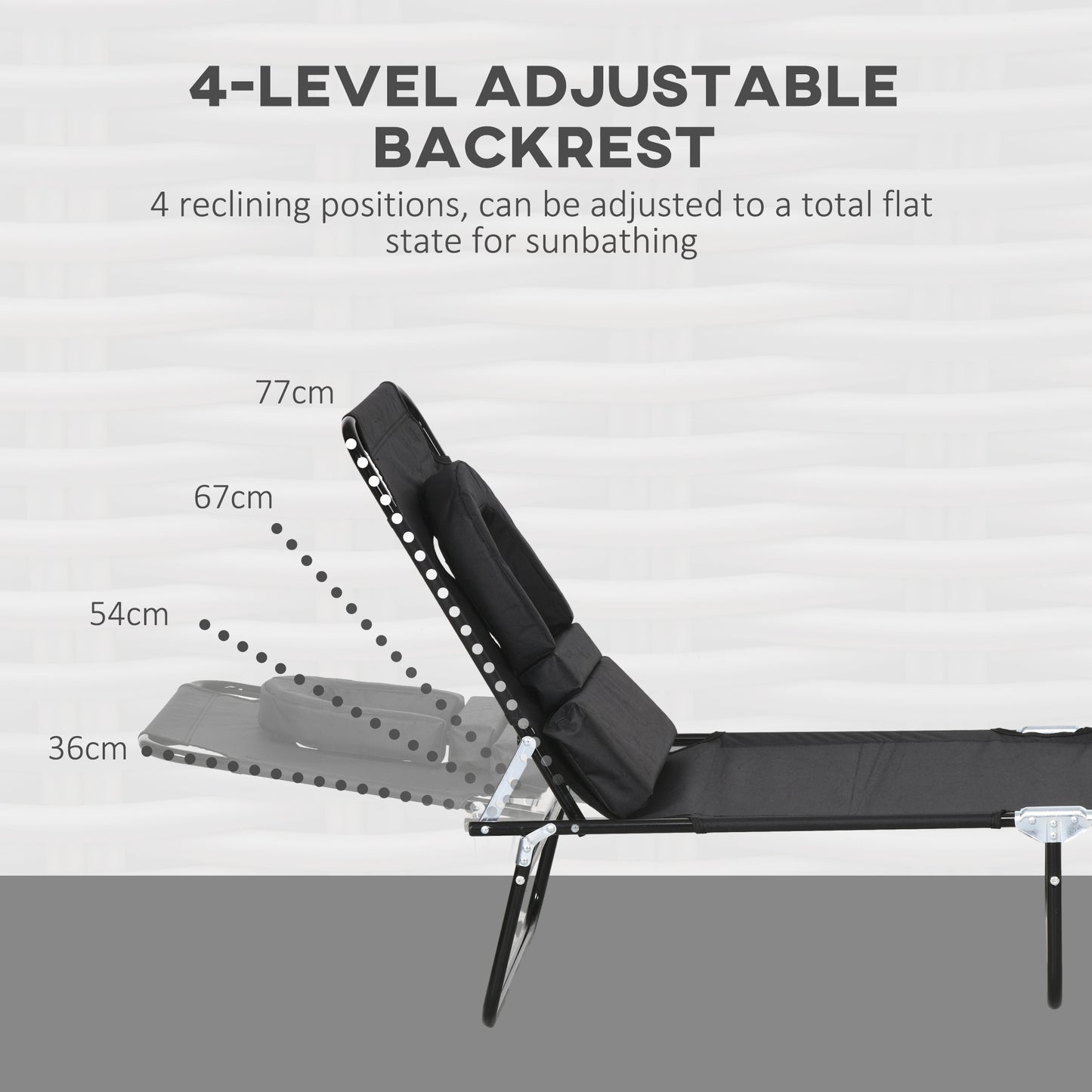 Folding Lounge Chair Set of 2, Reclining Beach Tanning Chair with Face Hole, Pillow, 4-Position Adjustable Flat Sun Loun