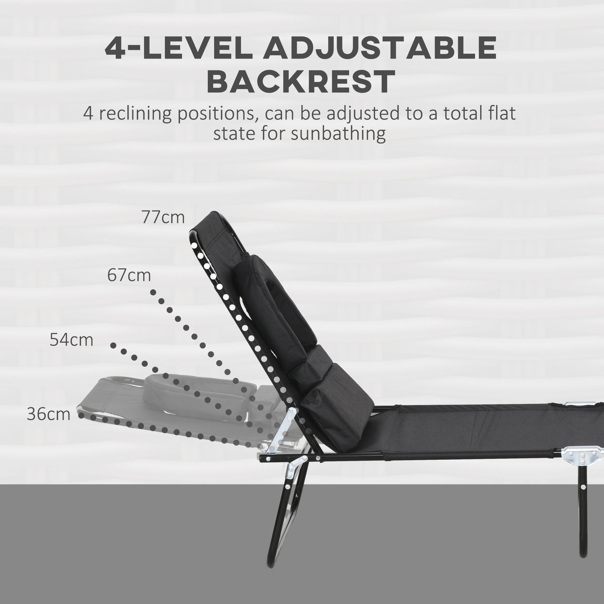 Folding Lounge Chair Set of 2, Reclining Beach Tanning Chair with Face Hole, Pillow, 4-Position Adjustable Flat Sun Loun