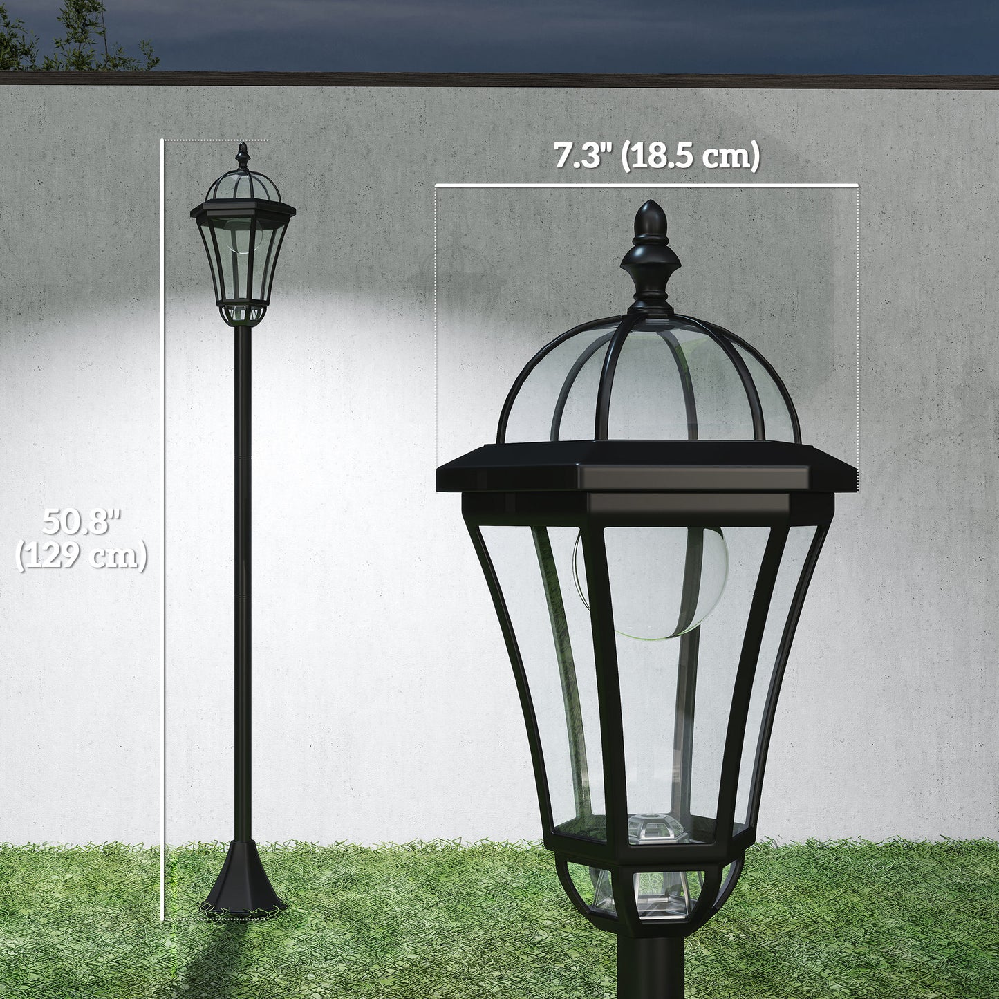 2 Piece LED Garden Lights Lamp Post Solar Powered Auto Switch Outdoor Lantern Patio Pathway Walkway Water-Resist 6 Hours