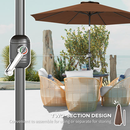 10' x 8' Round Market Umbrella, Patio Umbrella with Crank Handle and Tilt, Outdoor Parasol for Garden, Bench, Lawn, Coff