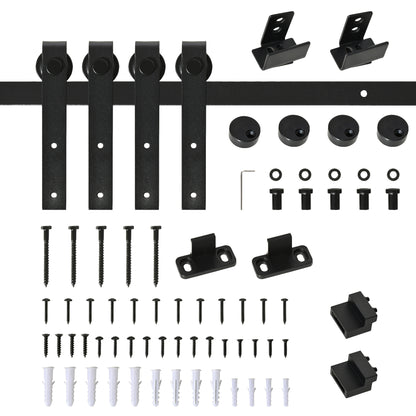Mini Sliding Barn Door Hardware Kit for Double Doors, TV Stands, Cabinet Barn Door Hardware Kit, Fit 17.7" Wide Door Pan