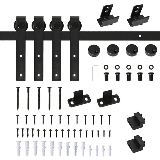 Mini Sliding Barn Door Hardware Kit for Double Doors, TV Stands, Cabinet Barn Door Hardware Kit, Fit 17.7" Wide Door Pan