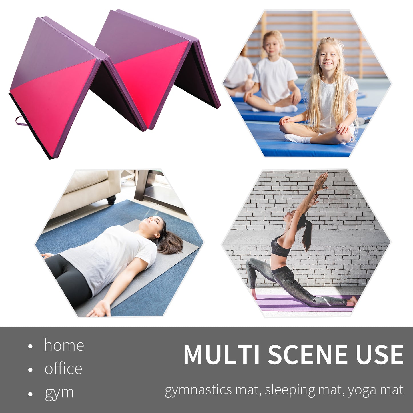 Soozier 4'x10'x2" Folding Gymnastics Tumbling Mat, Exercise Mat  with Carrying Handles for Yoga, MMA, Martial Arts, Stre