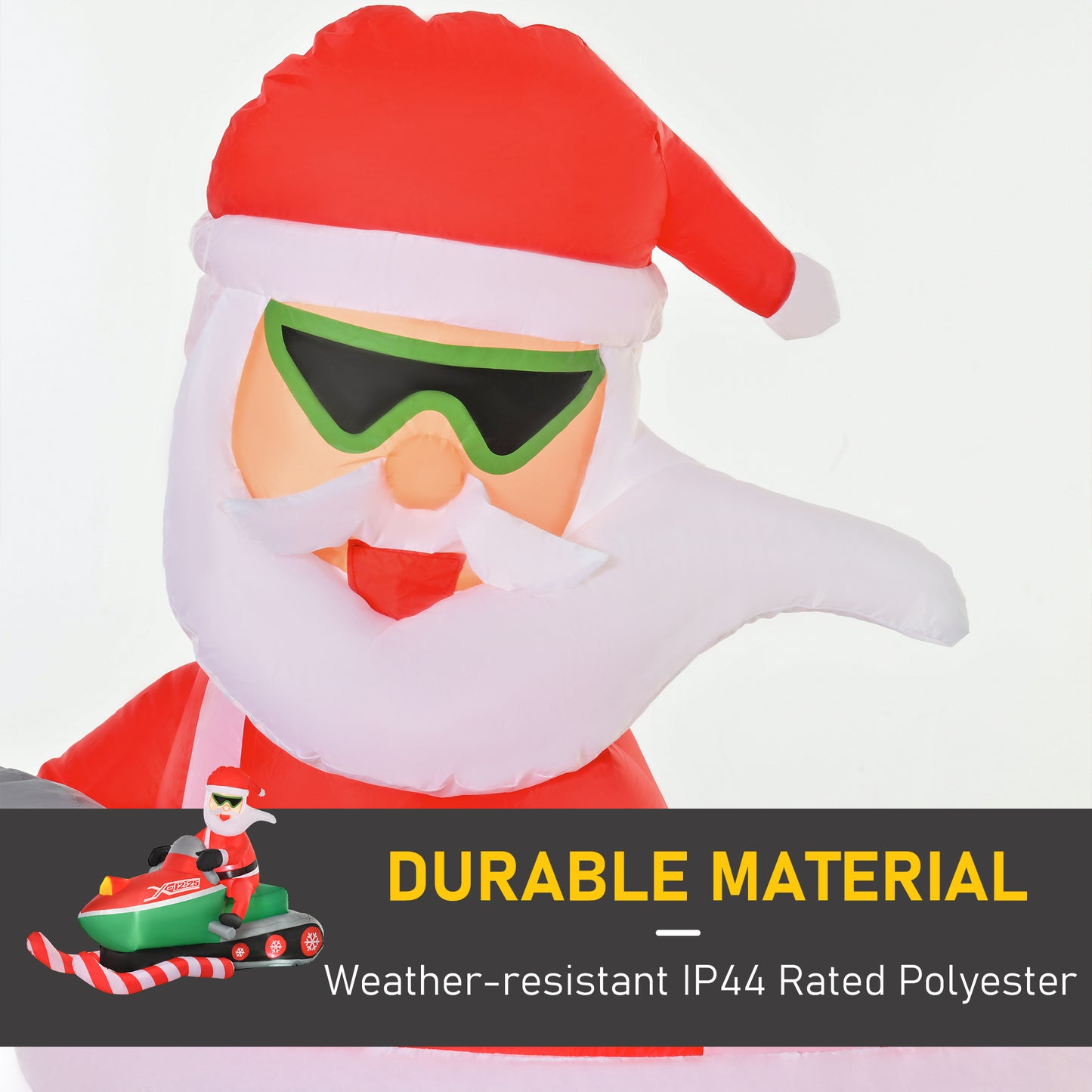 5.2ft Christmas Inflatable Santa Claus with Snowmobile, LED Lighted  for Home Indoor Outdoor Garden Lawn Decoration Part