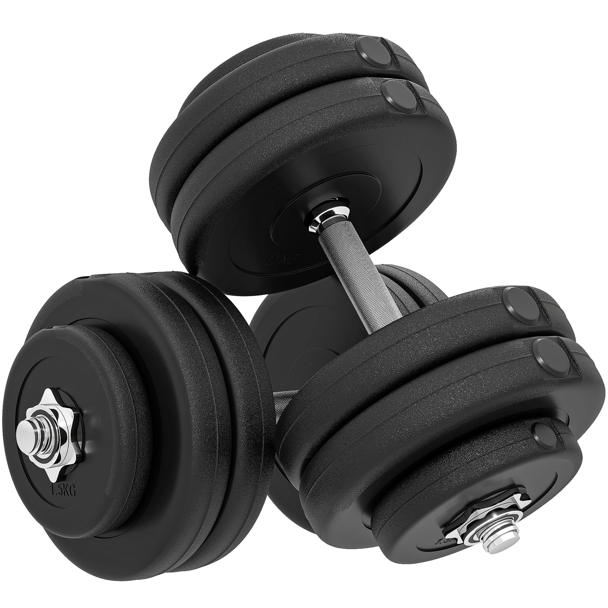 Soozier Adjustable 2 x 55lbs Weight Dumbbell Set for Weight Fitness Training Exercise Fitness Home Gym Equipment, Black 