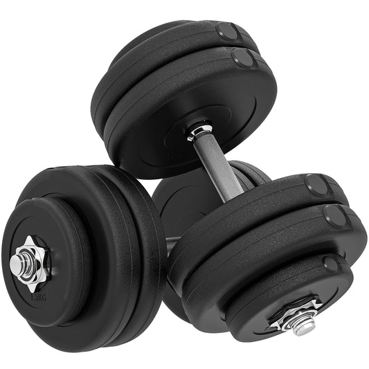 Soozier Adjustable 2 x 55lbs Weight Dumbbell Set for Weight Fitness Training Exercise Fitness Home Gym Equipment, Black 
