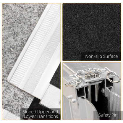 4' Portable Wheelchair Ramp Aluminum Threshold Mobility Single-fold for Scooter with Carrying Handle
