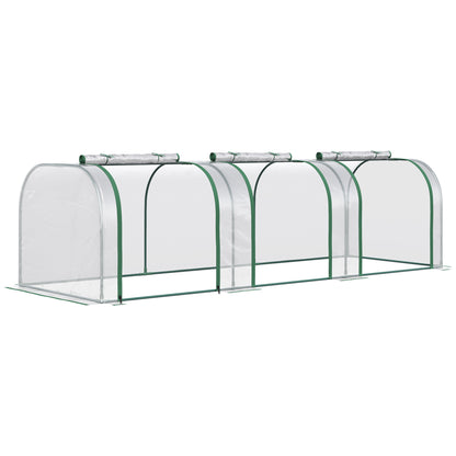 10' x 3' x 2.5' Portable Mini Tunnel Greenhouse with 3 Zipped Doors, Easy Assembly, Clear