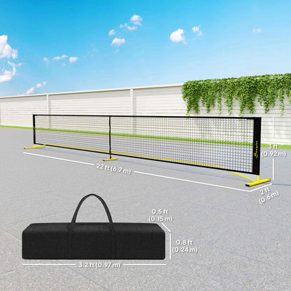 Soozier Portable Pickleball Net Set with 22FT Regulation Size Net, Carrying Bag for Indoor Outdoor Driveway, Yellow