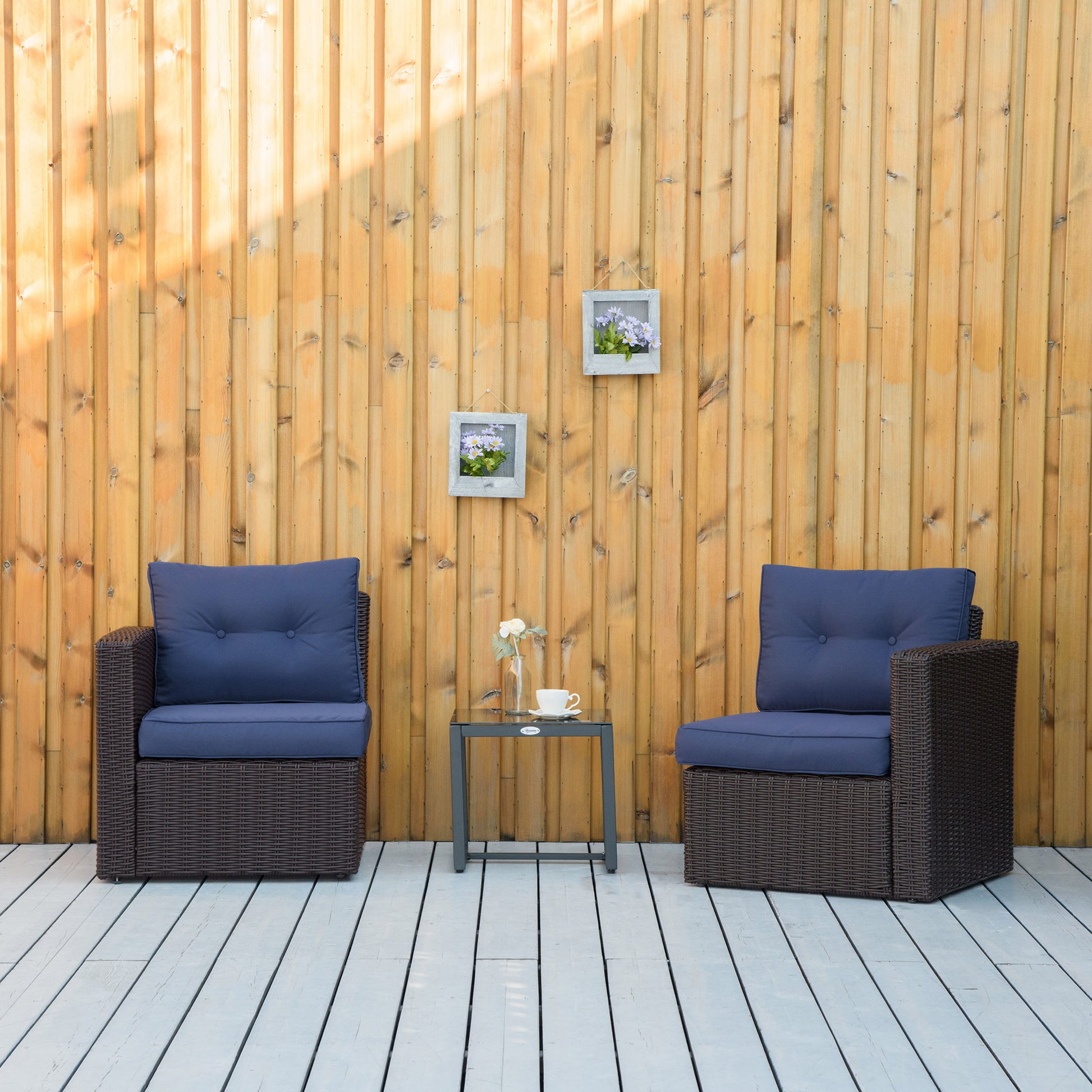 2 Pieces Patio Furniture Set Outdoor Loveseat Wicker Corner Sofa Set Outdoor Freely Combination PE Rattan Furniture, W/ 
