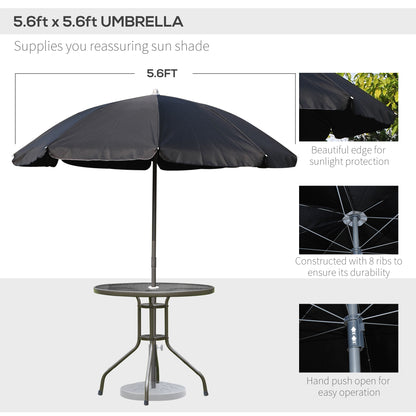 6 Pieces Outdoor Dining Set for 4 with Umbrella Patio Outdoor Furniture Set with Round Table 4 Folding Chairs Black