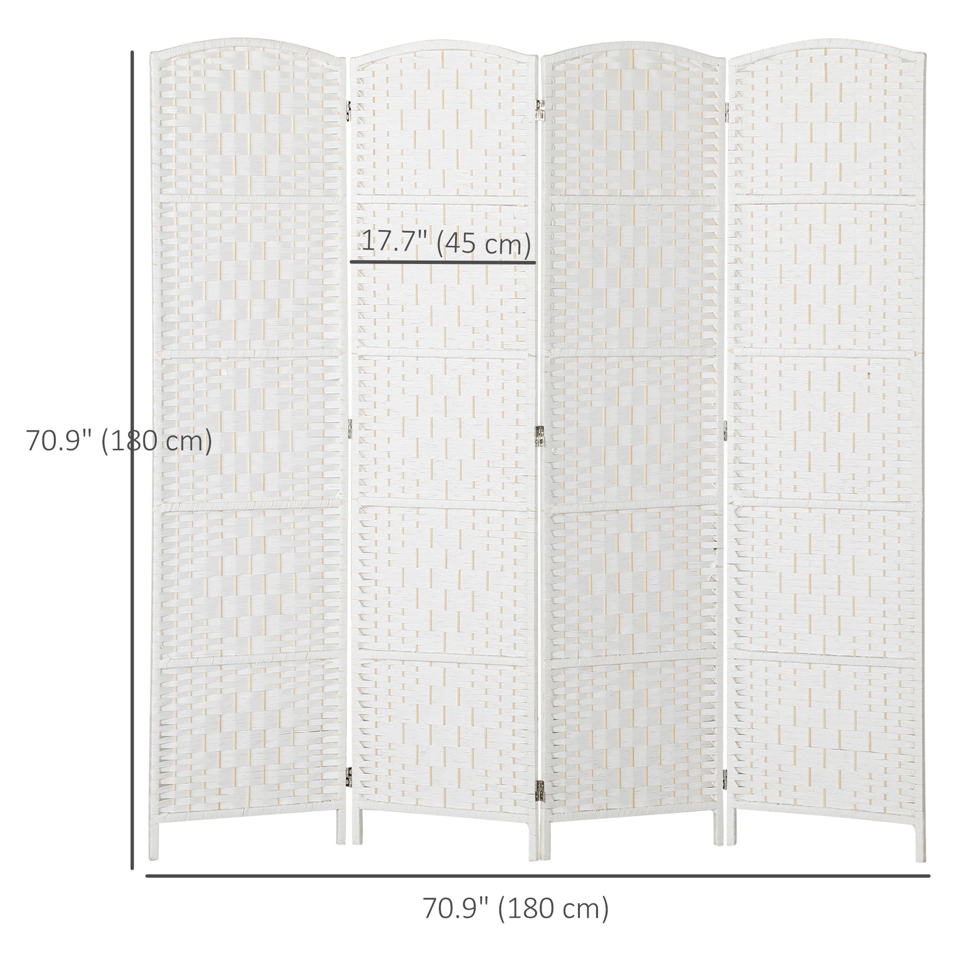 6ft Folding Room Divider, 4 Panel Wall Partition with Wooden Frame for Bedroom, Home Office, White