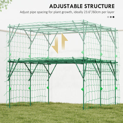 Garden Arch Cucumber Trellis for Climbing Plants, 7.3 FT Tall Metal Plant Trellis Support with Climbing Net, Green