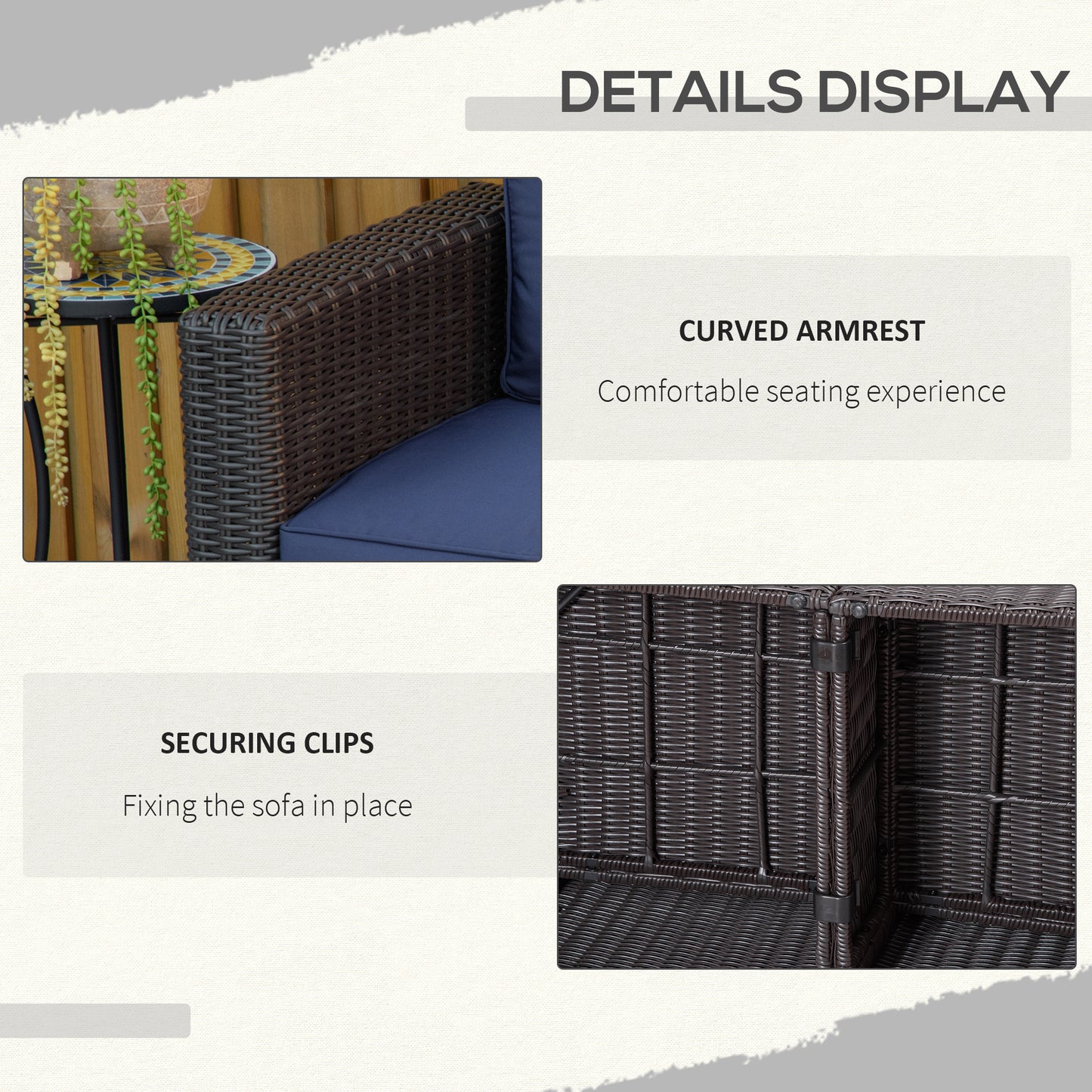 2 Pieces Patio Furniture Set Outdoor Loveseat Wicker Corner Sofa Set Outdoor Freely Combination PE Rattan Furniture, W/ 