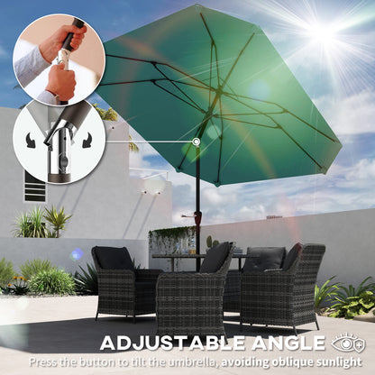 7.6FT Aluminum Patio Umbrella Parasol 8 Ribs Outdoor Market Umbrella with Crank, Push Button Tilt for Deck, Backyard and