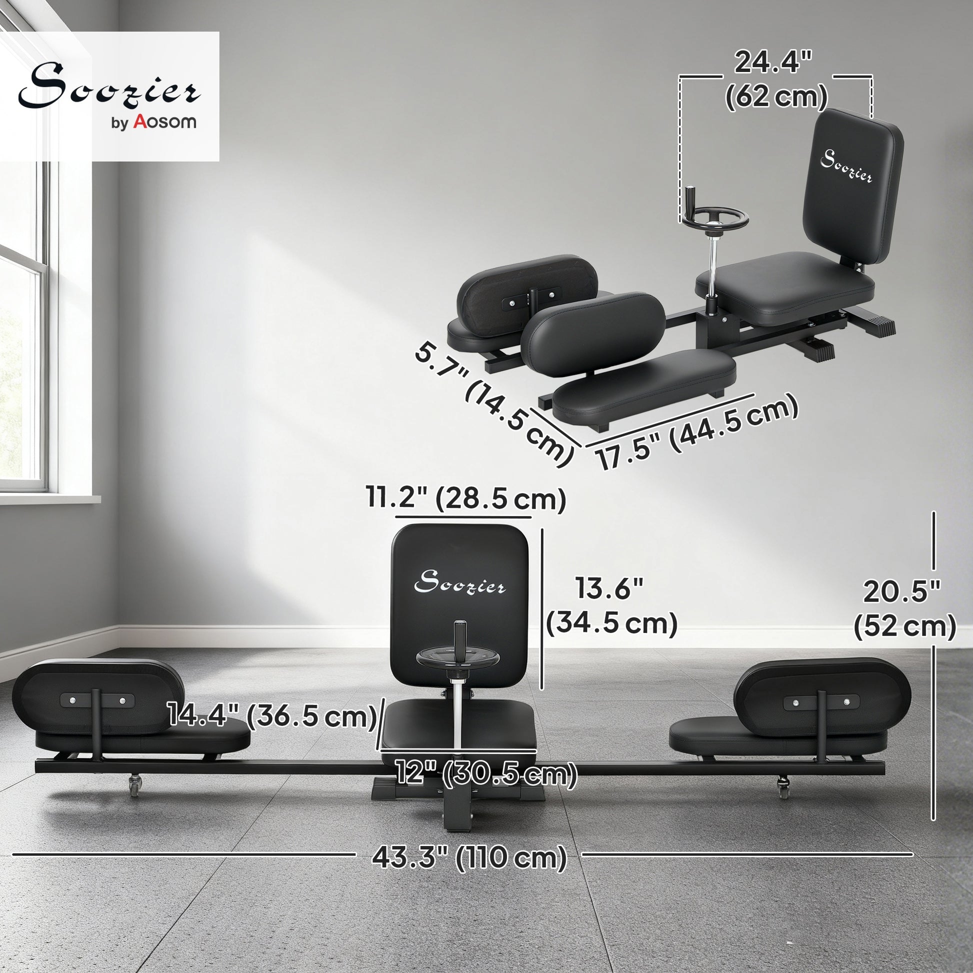 Soozier Leg Stretcher, 180° Adjustable Leg Split Machine with Handwheels, Leg Stretching Equipment for Flexibility
