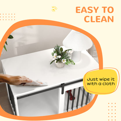 39" Dog Crate Furniture, Dog Crate End Side Table for Large Dogs, White