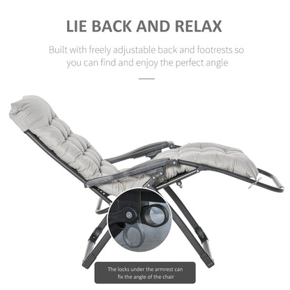 Reclining Zero Gravity Chair with Adjustable Backrest, Folding Garden Sun Lounger, Outdoor Recliner with Removable Cushi