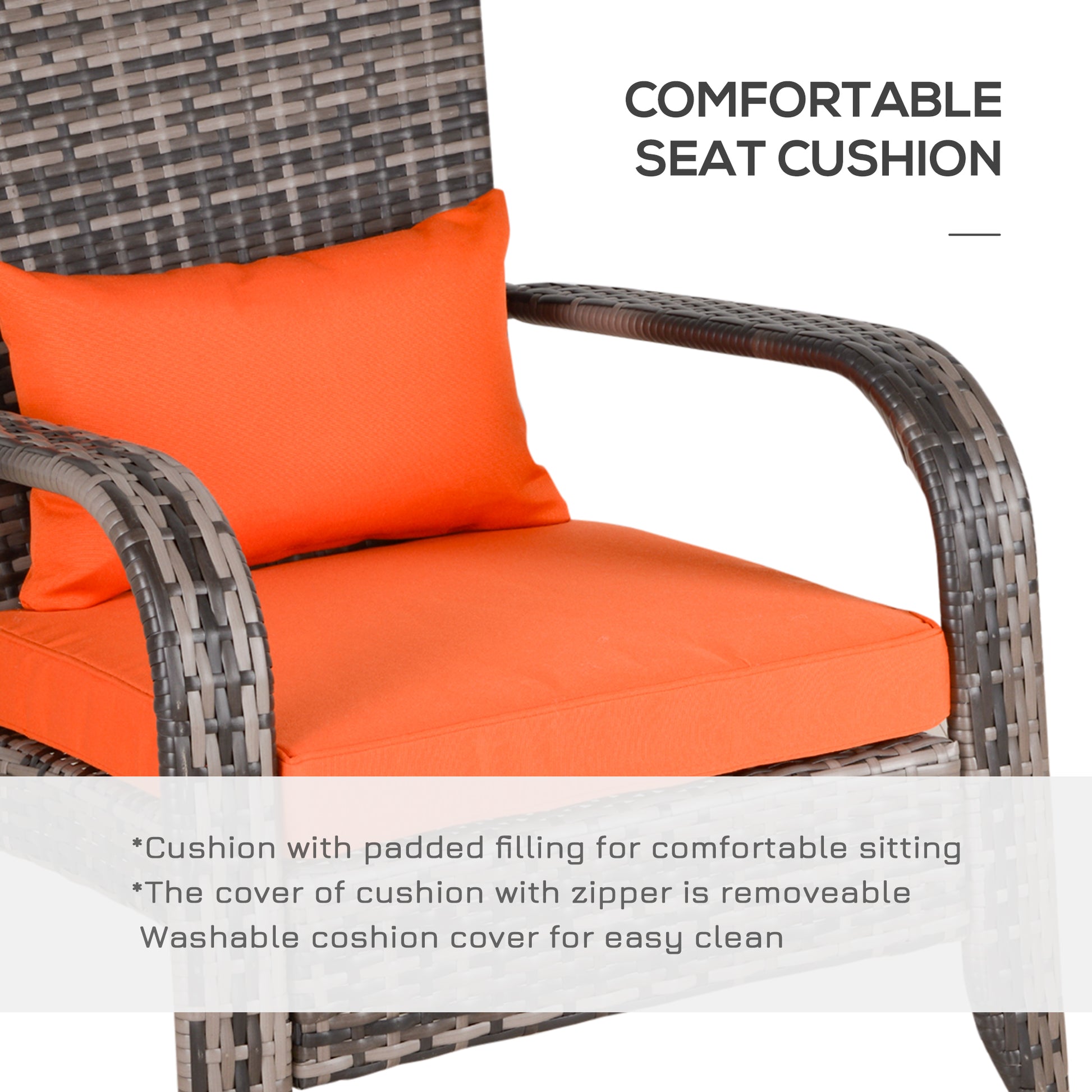 Patio Wicker Adirondack Chair, Outdoor PE Rattan Fire Pit Chair, Muskoka Chair w/ Soft Cushions, Tall Curved Backrest an