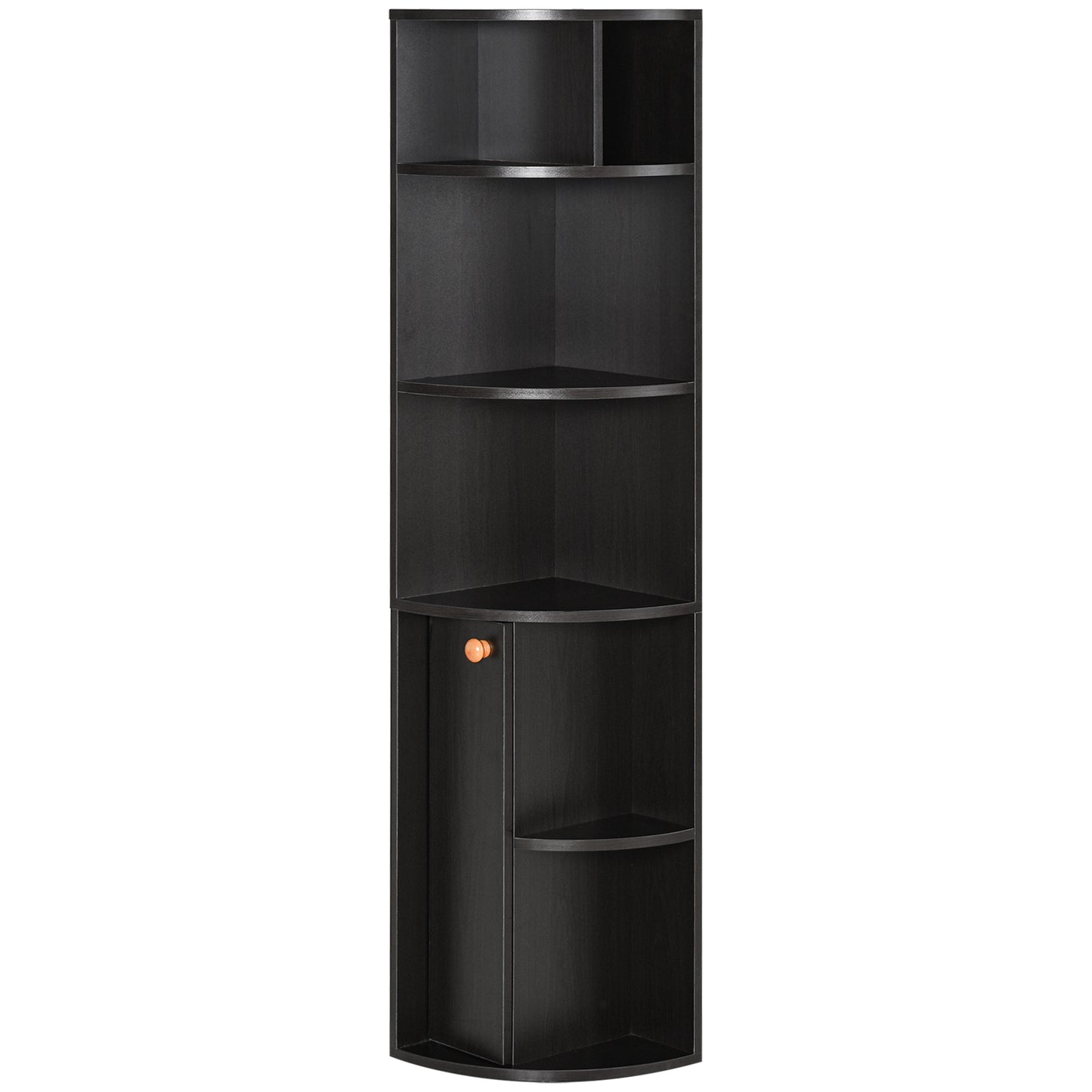 5-Tier Corner Bookcase, Storage Bookshelf, Freestanding Display Shelves with Open Compartments and Cabinet for Home Offi