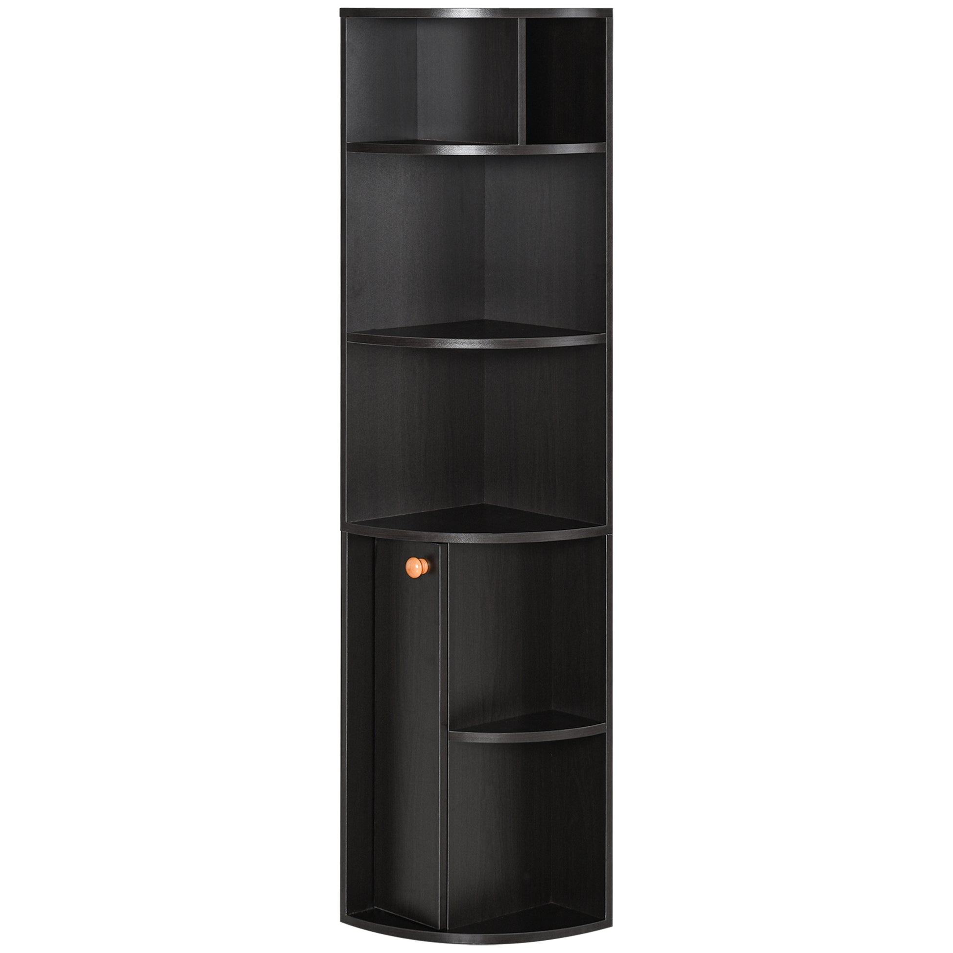 5-Tier Corner Bookcase, Storage Bookshelf, Freestanding Display Shelves with Open Compartments and Cabinet for Home Offi