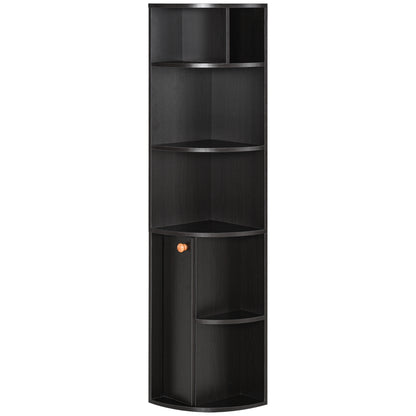 5-Tier Corner Bookcase, Storage Bookshelf, Freestanding Display Shelves with Open Compartments and Cabinet for Home Offi