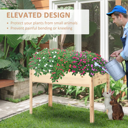 46'' x 24'' Raised Garden Bed, Wooden Elevated Planter Box with Non-Woven Liner for Vegetable, Flower, Herb in Patio, Ba