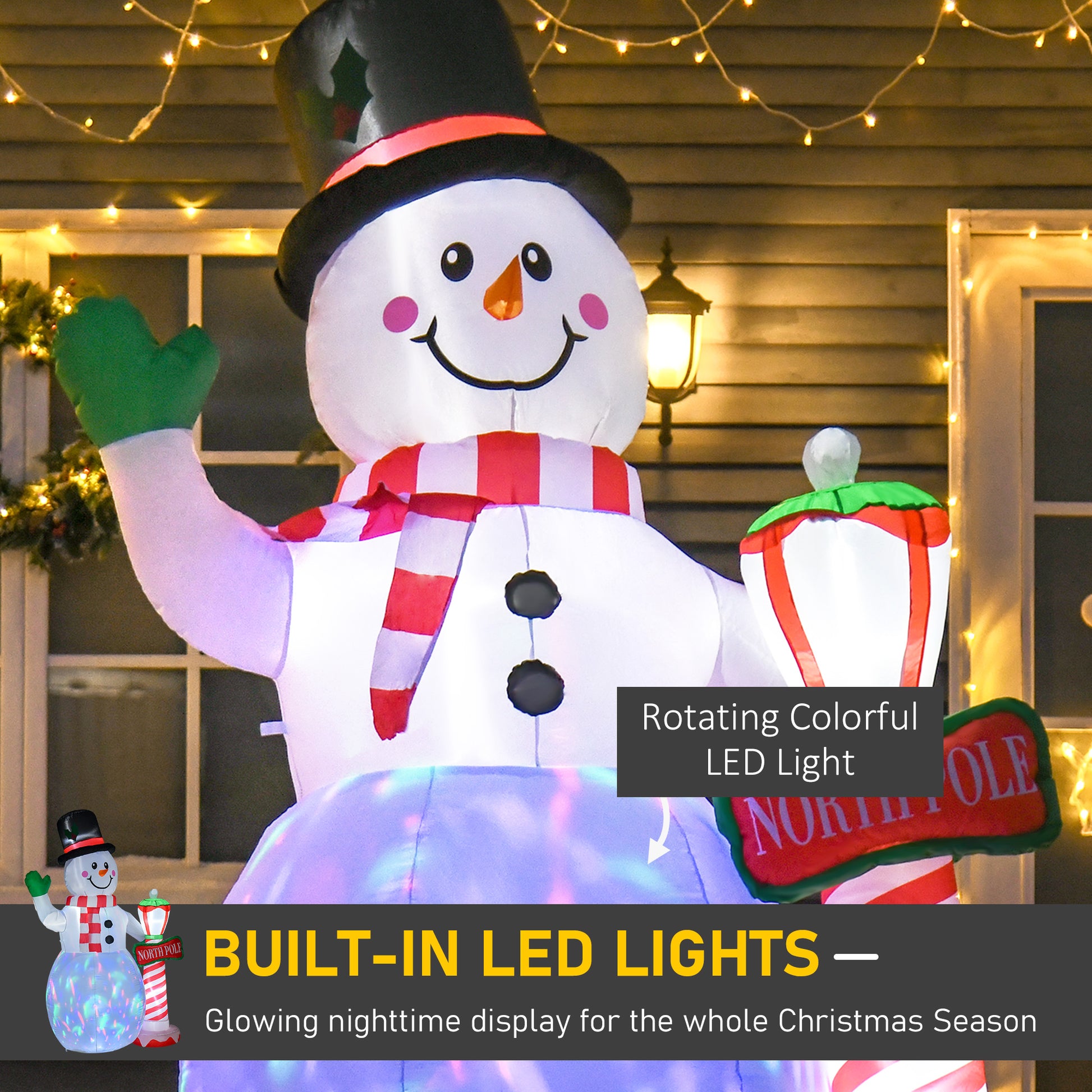 7.9 feet Christmas Inflatable Snowman Decoration Airblown Lighted for Home Indoor Outdoor Garden Lawn Decoration Party P