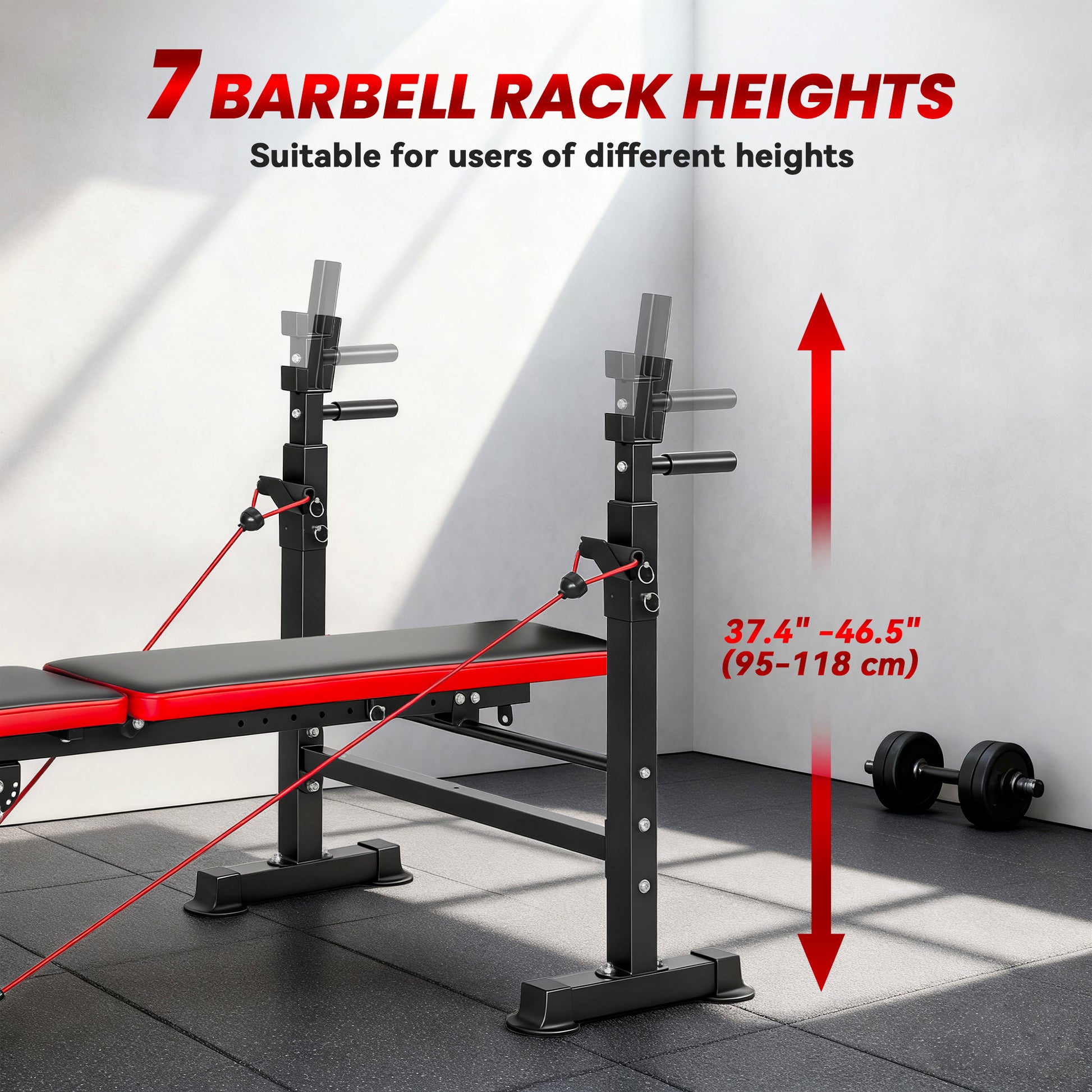 Soozier Adjustable Weight Bench with Squat Rack, Incline Flat Bench Press with Barbell Rack for Home Gym, 660 lbs Capaci