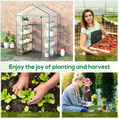 56" x 29" x 77" Portable Walk-in Greenhouse Garden Flower Plant Growing Warm House w/ 4 Tier Shelves and Roll Up Zippere