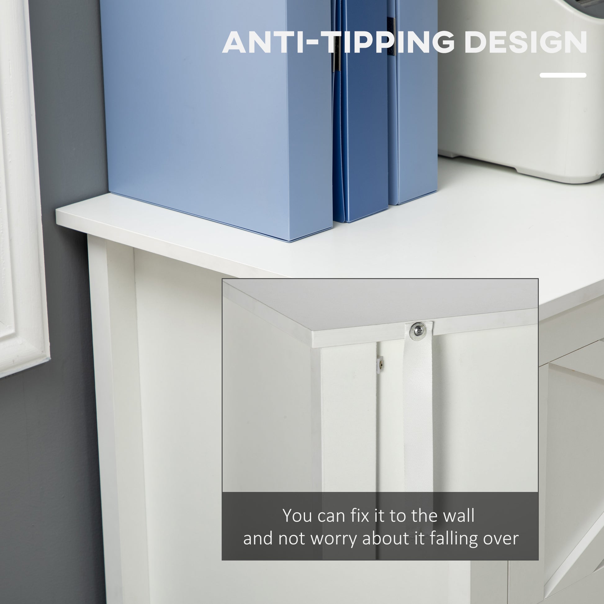 Vertical File Cabinet with Hanging Bars for A4 Size for Home Office, 29.9"x 19.7"x 30.3", White