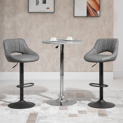 Bar Stools Set of 2, Swivel Counter Height Barstools with Adjustable Height and Cutout Back, Faux Leather Upholstered Ba