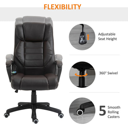 Massage Office Chair, High Back Executive Office Chair with 6-Point Vibration, Timer, Adjustable Height, Swivel Seat and
