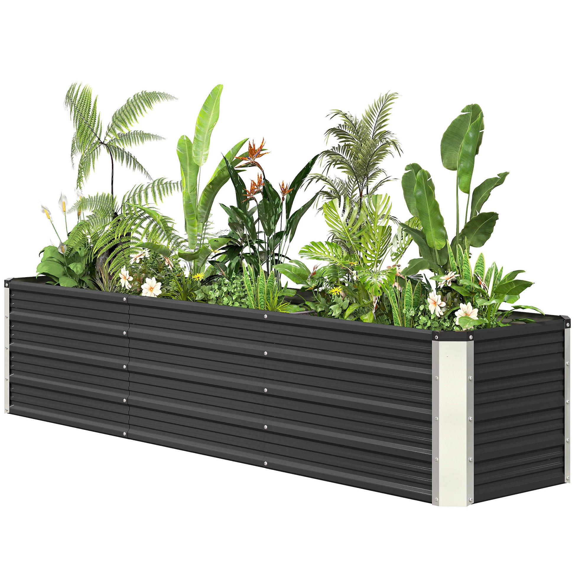 6' x 1.5' x 1.3' Galvanized Raised Garden Bed, Elevated Large Metal Planter Box w/ Install Gloves for Backyard, Patio to