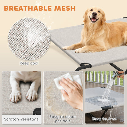 Elevated Dog Bed, Outdoor Dog Cot, Raised Dog Bed for Large Dogs with Breathable Mesh, Beige