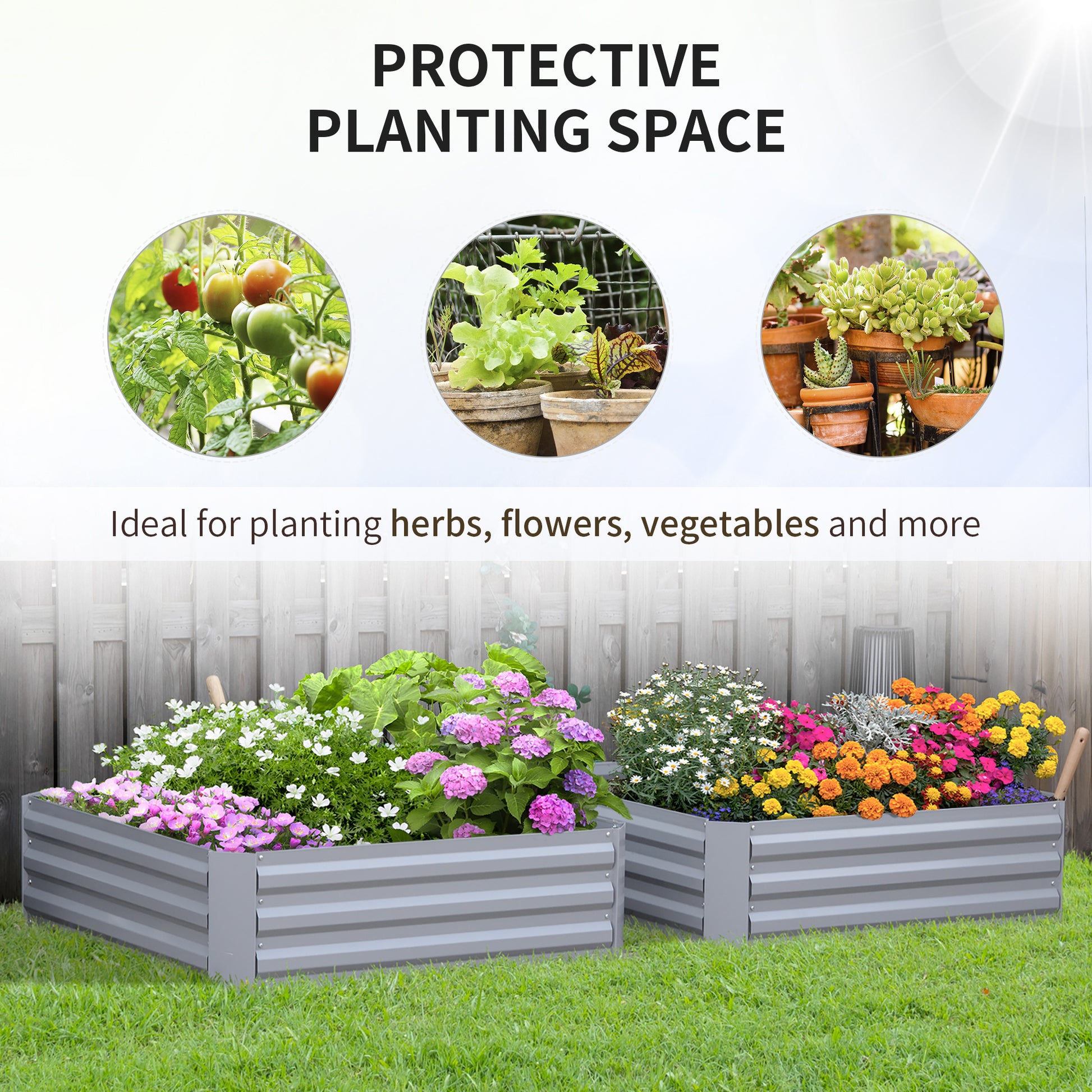 39" x 39" x 12" Set of 2 Raised Garden Bed, Elevated Planter Box with Galvanized Steel Frame for Growing Flowers, Herbs,