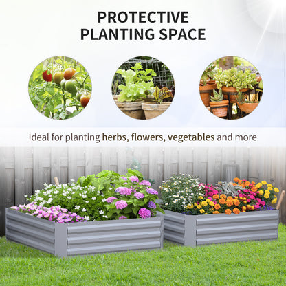 39" x 39" x 12" Set of 2 Raised Garden Bed, Elevated Planter Box with Galvanized Steel Frame for Growing Flowers, Herbs,