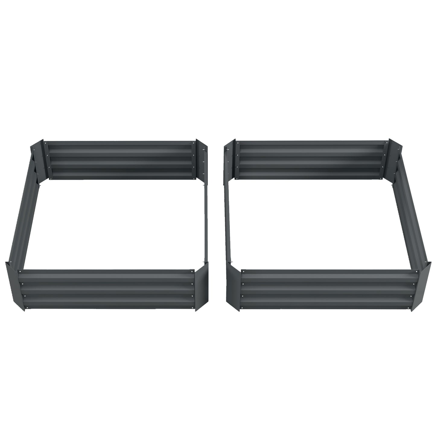Set of 2 Raised Garden Bed, Steel Elevated Planter Box for Flowers, Herbs, Succulents, 39"x39"x12", Dark Grey