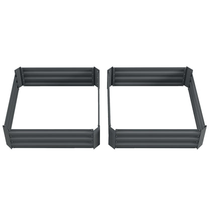 Set of 2 Raised Garden Bed, Steel Elevated Planter Box for Flowers, Herbs, Succulents, 39"x39"x12", Dark Grey