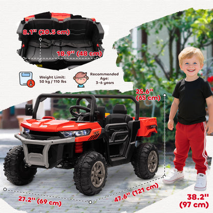 VarietyKart 12V Ride on Car with Electric Bucket, Two-Seater, Shovel, Remote Control, Spring Suspension, Horn, Music, Re