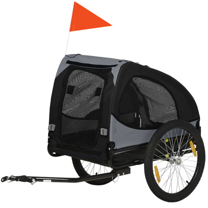 VarietyKart Dog Bike Trailer with Hitch Coupler, Quick Release Wheels, Reflectors, Flag for Medium Dogs, Black
