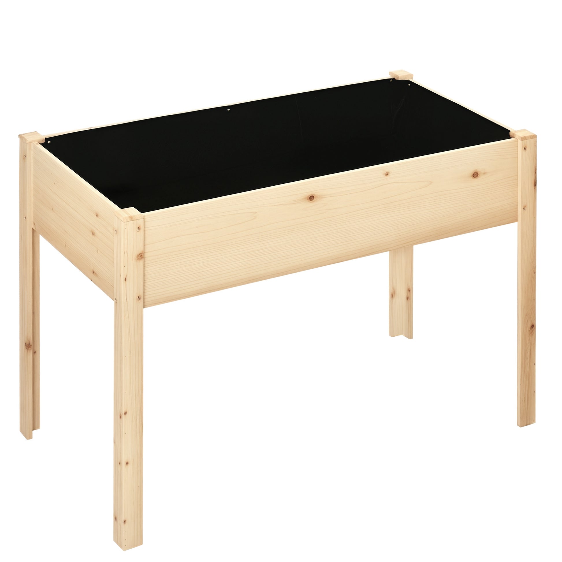 46'' x 24'' Raised Garden Bed, Wooden Elevated Planter Box with Non-Woven Liner for Vegetable, Flower, Herb in Patio, Ba