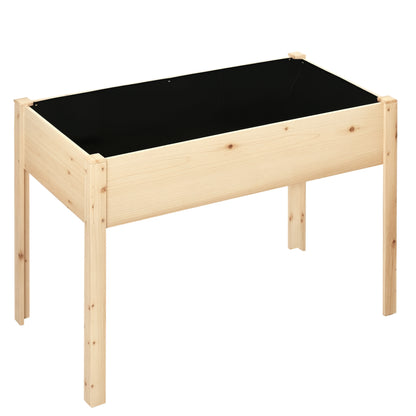 46'' x 24'' Raised Garden Bed, Wooden Elevated Planter Box with Non-Woven Liner for Vegetable, Flower, Herb in Patio, Ba