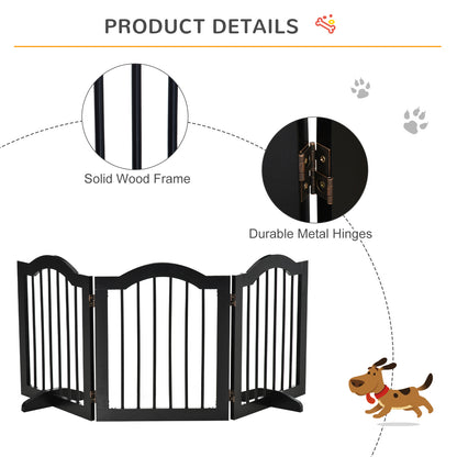 24"H Foldable Dog Gate, 3 Panels Freestanding Pet Gate Barriers Indoor with Support Feet, Puppy Fence for Small Dogs, Bl