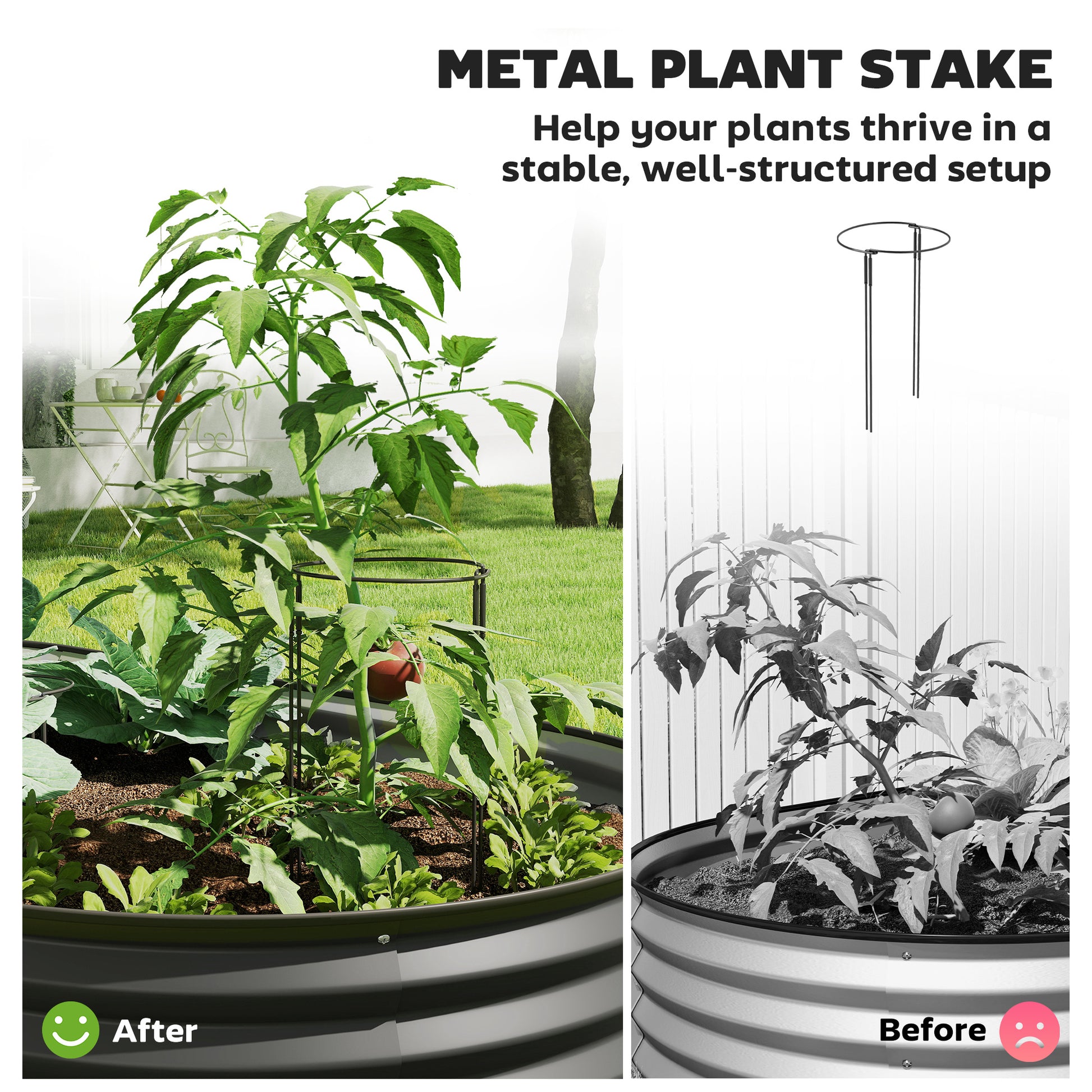 5' x 3' x 1' Large Outdoor Planter Box, Galvanized Raised Garden Bed with Metal Plant Stake, Dark Grey