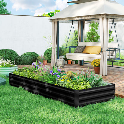95" x 36" x 12" Galvanized Raised Garden Bed, Metal Elevated Planter Box for Growing Flowers, Herbs, Succulents, Black