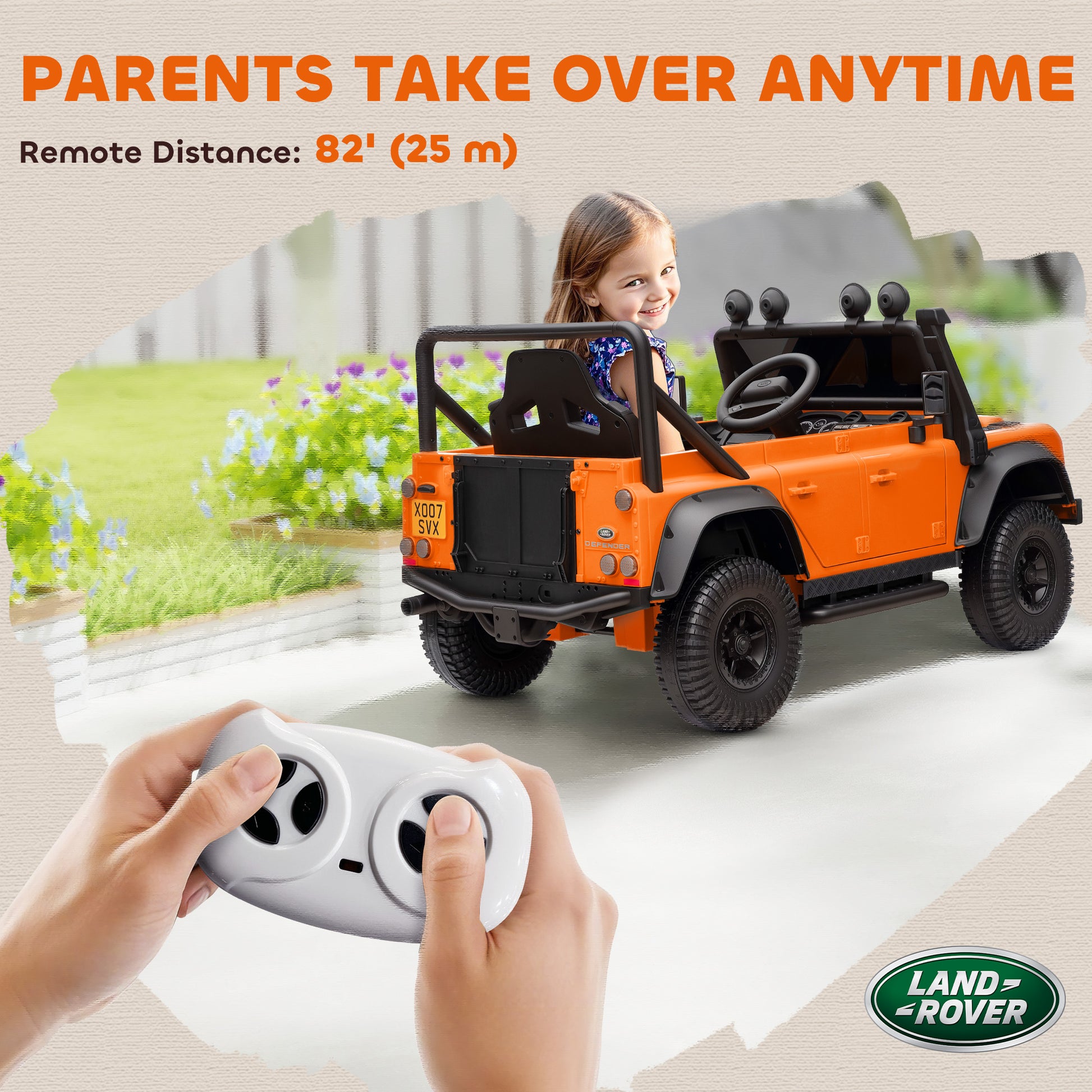 Qaba Land Rover Licensed Kids Ride on Truck with Remote Control, Spring Suspension, LED Lights, 3 Speed for Ages 3-5, Or