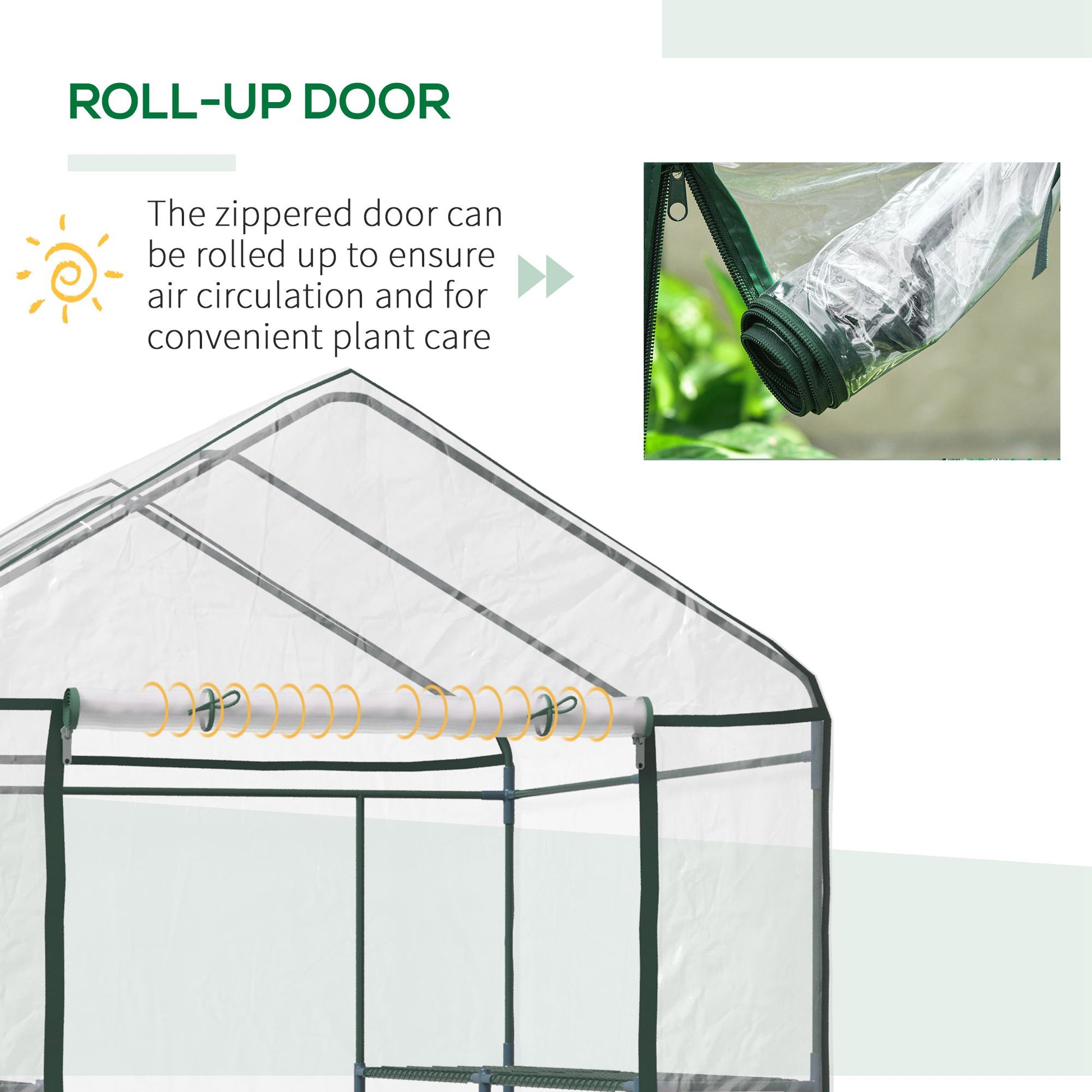 56" x 56" x 77" Walk-in Greenhouse, Portable Garden Flower Seed Warm House with 8 Shelves, Outdoor Plant Growth Hot Hous