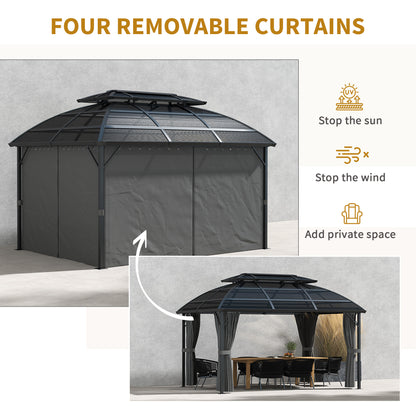 13' x 10' Patio Gazebo, Double Roof Outdoor Gazebo Canopy Shelter with Curtains and Aluminium Frame for Garden, Black