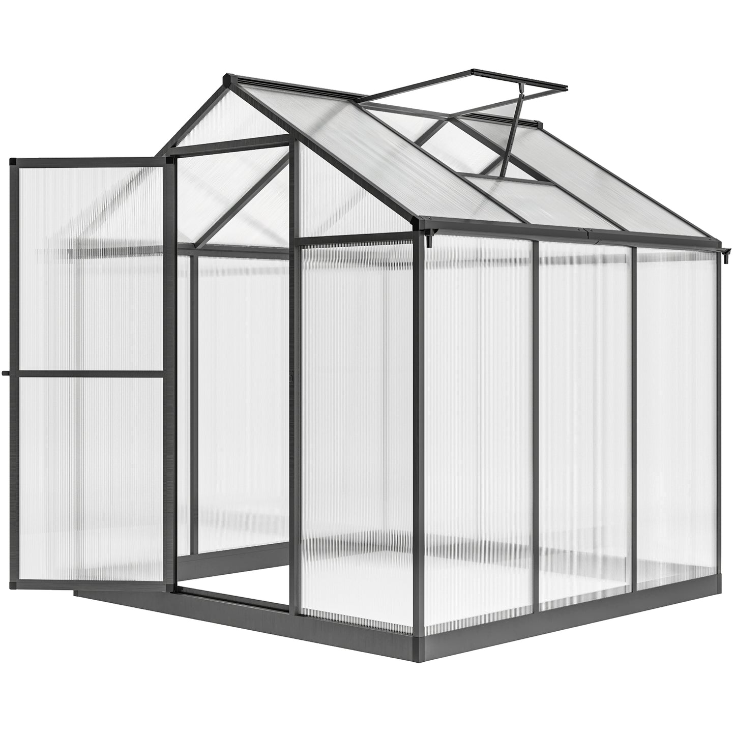 6' x 8' x 6.4' Polycarbonate Greenhouse, Aluminum Walk-In Green House Kit Garden, Plants Grow with Rain Gutter and Roof 